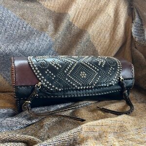 Motorcycle Studded Leather Handle-bar/tool Bag (Handcrafted/Recycled materials)